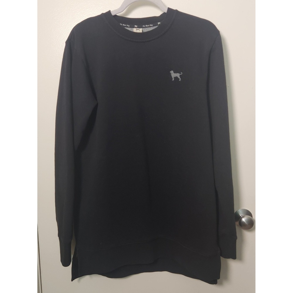 The Black Dog Ladies Medium‎ Bluffs Garment Dyed Sweatshirt Fleece Tunic Black
